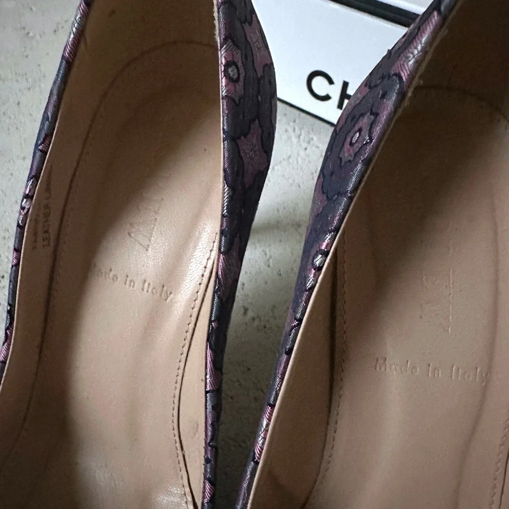 J. Crew Elsie Jacquard Leather Floral Pointed Pump Heels Old Money Preppy 5